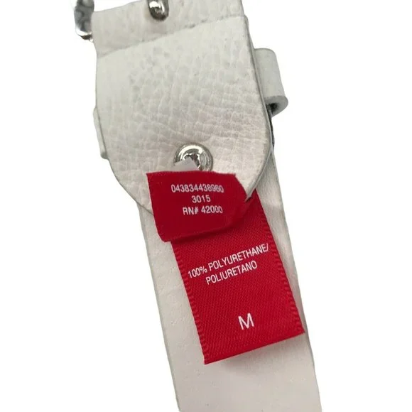 Bongo Women's White Polyurethane Adjustable Studded Buckle Belt Size Medium - Picture 10 of 10